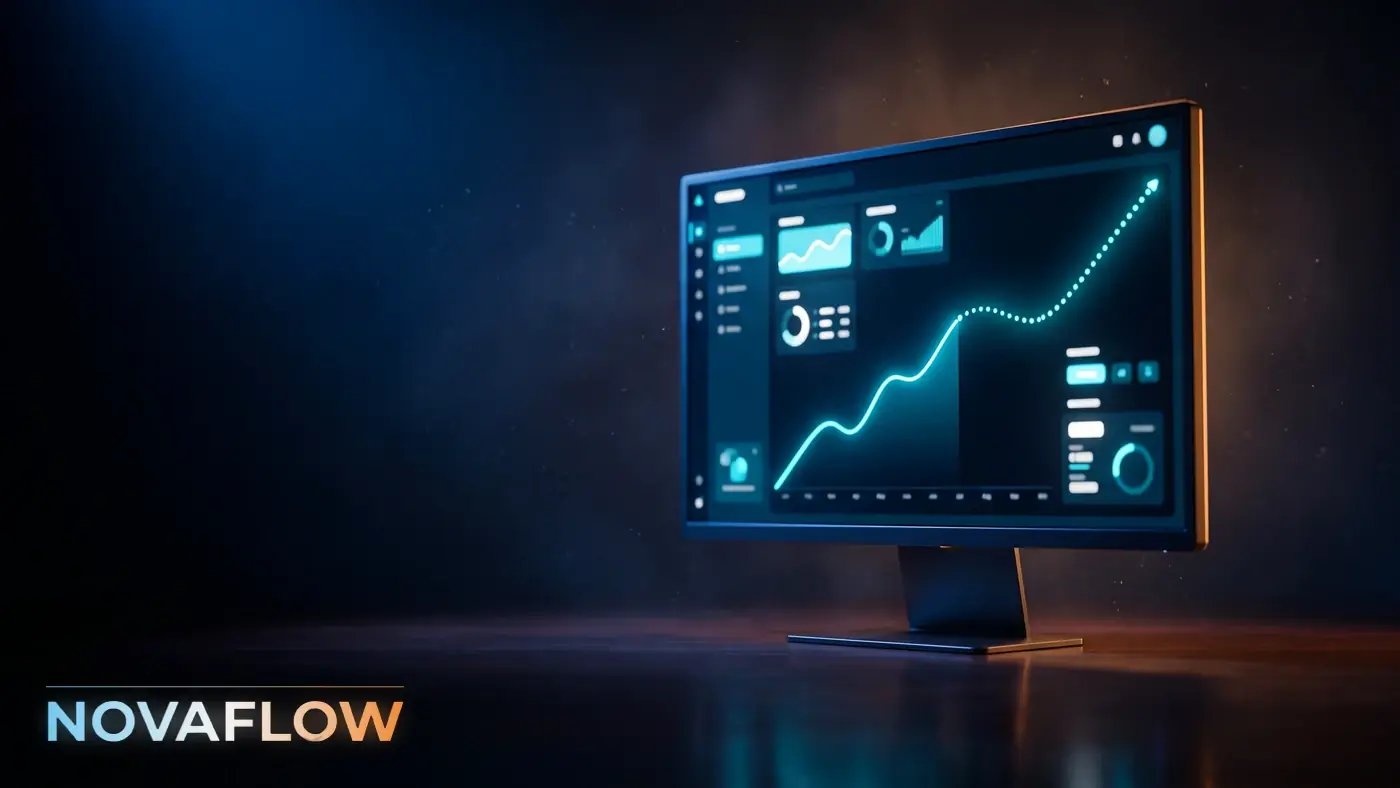 Monitor con una gráfica ascendente que continúa en línea punteada hacia la derecha